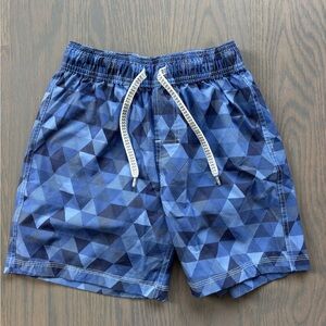 Wes and Willy Boys Blue Geometric Swim Trunks